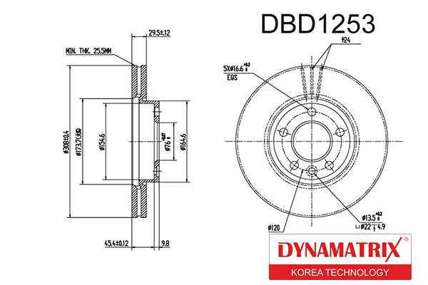Диск тормозной <b>DYNAMATRIX DBD1253</b> - изображение Диск тормозной <b>DYNAMATRIX DBD1253</b> - изображение