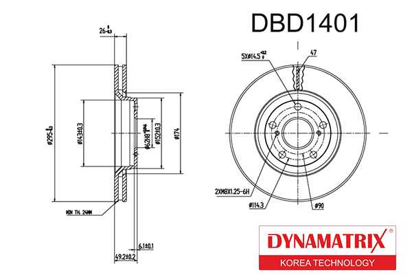 Диск тормозной <b>DYNAMATRIX DBD1401</b> - изображение