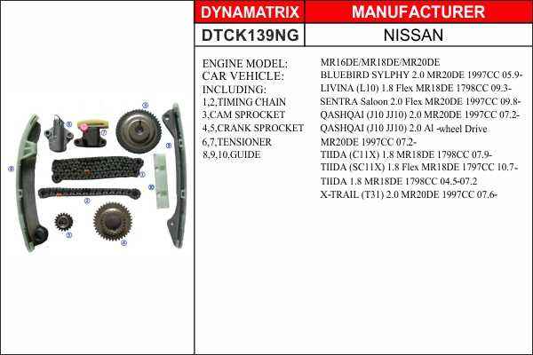 Комплект цепи грм <b>DYNAMATRIX DTCK139NG</b> - изображение Комплект цепи грм <b>DYNAMATRIX DTCK139NG</b> - изображение
