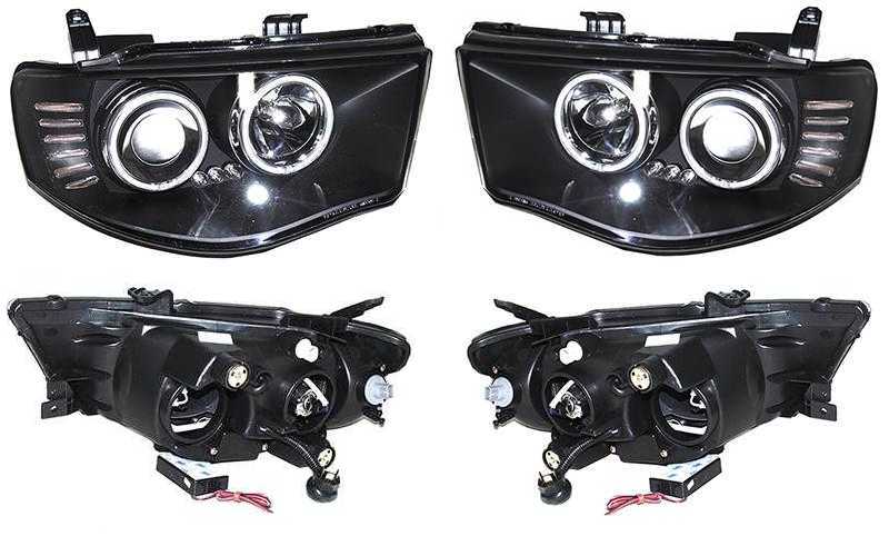 Фара MITSUBISHI L200 / TRITON 05- черные тюнинг комплект лев.+прав. <b>EAGLE EYES PF-EE-D14-1102P-LDEM8</b> - изображение