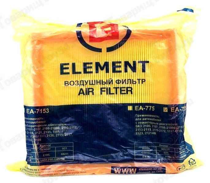 Фильтр воздушный ВАЗ 2112 ЕА-725 без сетки <b>ELEMENT EA-725П</b> - изображение