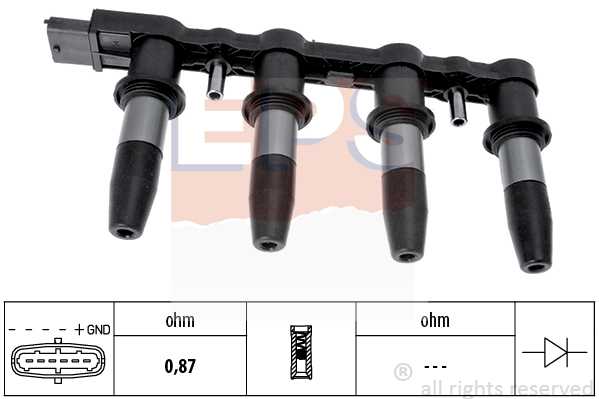 Катушка зажигания! Opel Astra/Vectra/Zafira/Corsa/Meriva 1.6-1.8i 02> <b>EPS 1970450</b> - изображение