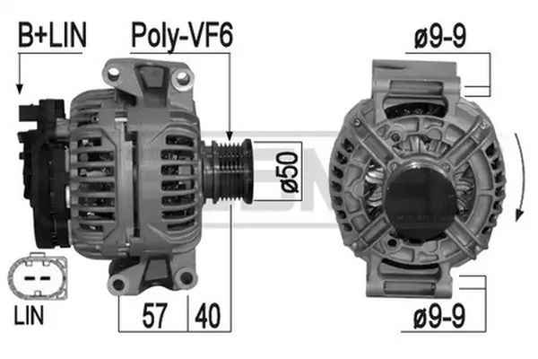 Генератор 120А для MERCEDES SPRINTER(906,909), VIANO(W639), VITO(W639) <b>ERA 209083</b> - изображение