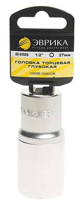 Головка 27мм 1/2" 6-гран. длинная ЭВРИКА ER-91520 (77мм)  - изображение 1