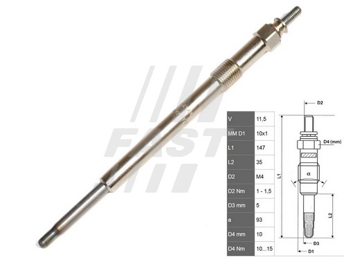 Свеча накаливания Boxer , Jumper 2.2 Puma 06-> <b>FAST FT82736</b> - изображение