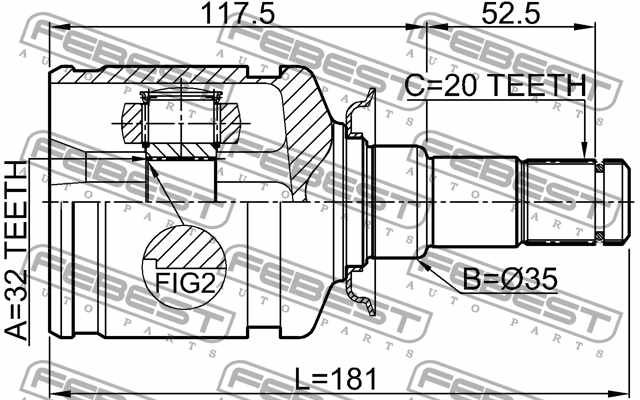Шарнир приводного вала FEBEST 0111-CT220LH - изображение 3