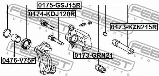 Пыльник направляющей задн суппорта TOYOTA LAND CRUISER PRADO 120 <b>FEBEST 0173-KZN215R</b> - изображение