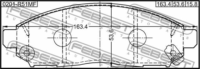 Колодки тормозные дисковые передний для NISSAN NAVARA(D40), NP300 NAVARA(D23), PATHFINDER(R51) <b>FEBEST 0201-R51MF</b> - изображение 3