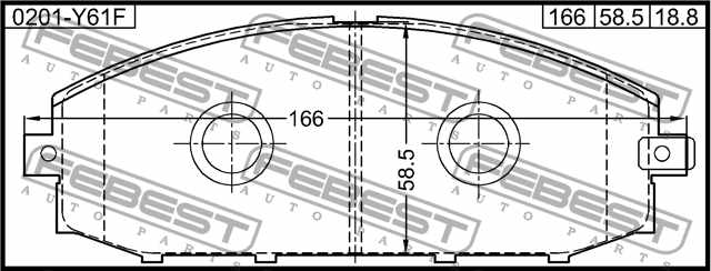 Колодки тормозные дисковые передний для NISSAN PATROL GR(Y61), PATROL <b>FEBEST 0201-Y61F</b> - изображение 3