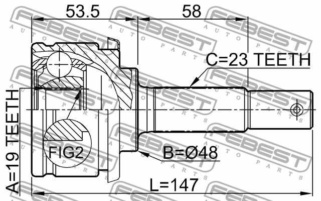Шрус наружный 19x48x23 FEBEST 0210-043 - изображение 1