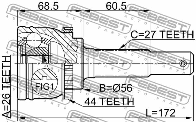 Шарнир приводного вала FEBEST 0210-P12YDA44 - изображение 3