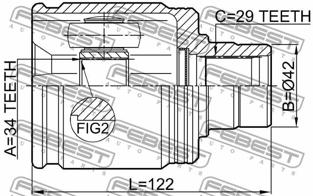 Шарнир приводного вала FEBEST 0311-ACC22RH - изображение 3