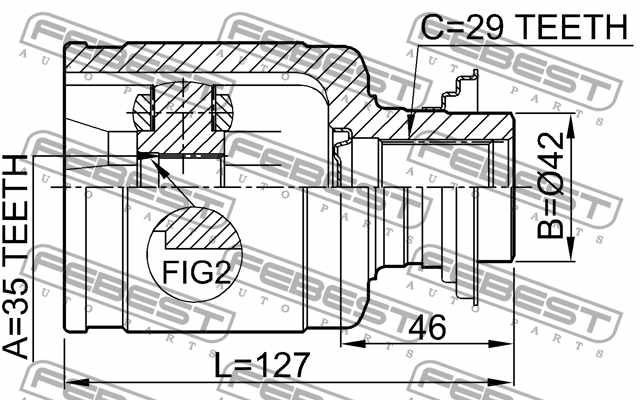 Шарнир приводного вала FEBEST 0311-YD2RH - изображение 3