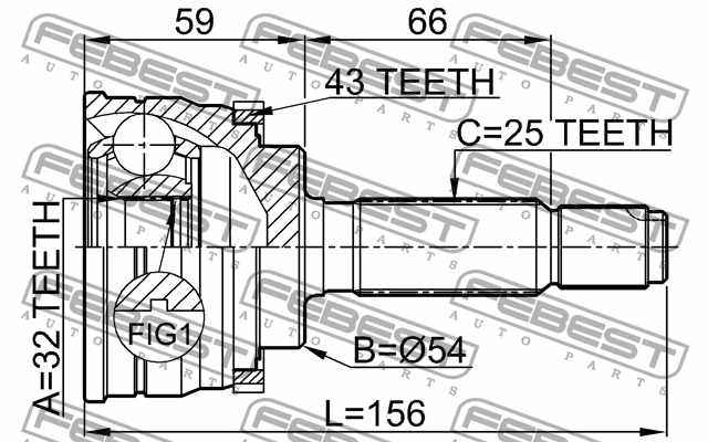 Шарнир приводного вала FEBEST 0410-034A43 - изображение 3