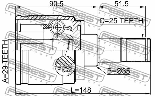 Шарнир приводного вала FEBEST 0411-H77WRH - изображение 3