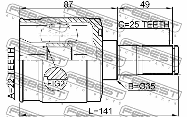 Шарнир приводного вала FEBEST 1211-GETMT - изображение 3