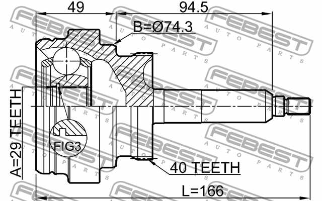 Шарнир приводного вала FEBEST 1410-ACTA40 - изображение 3