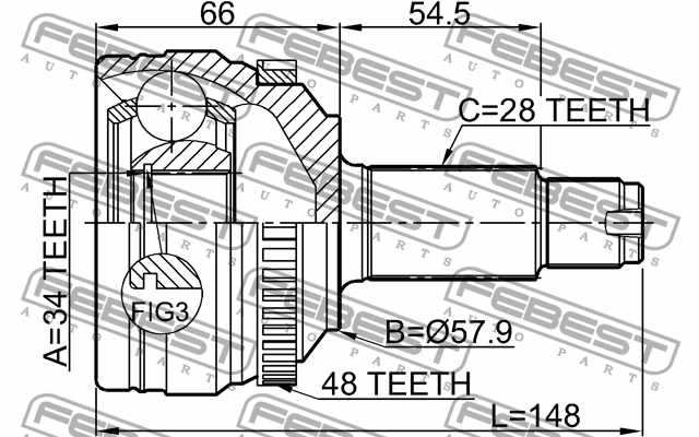 Шарнир приводного вала FEBEST 1410-NAA48 - изображение 3