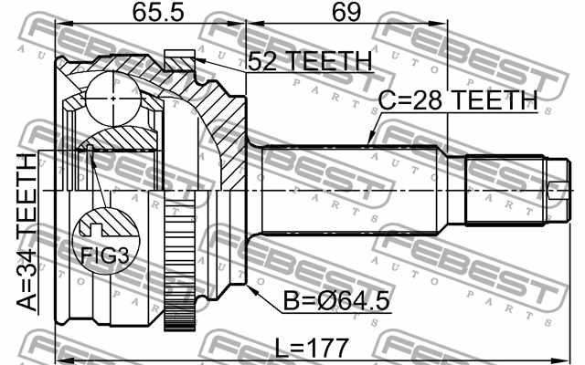 Шарнир приводного вала FEBEST 1410-RODA52 - изображение 3