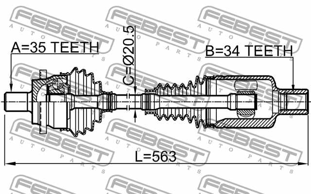 Приводной вал FEBEST 1614-211LH - изображение 3