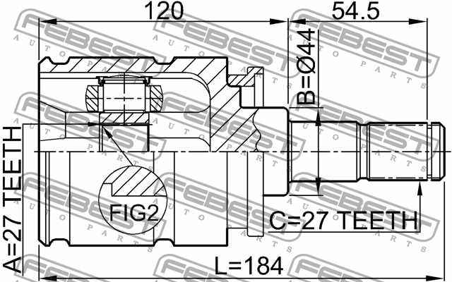 Шрус | перед | <b>FEBEST 1911-X5LH</b> - изображение 1