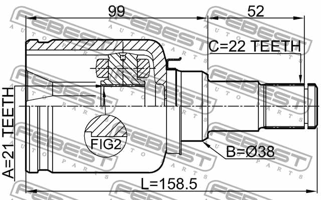 Шарнир приводного вала FEBEST 2111-FUSATLH - изображение 3