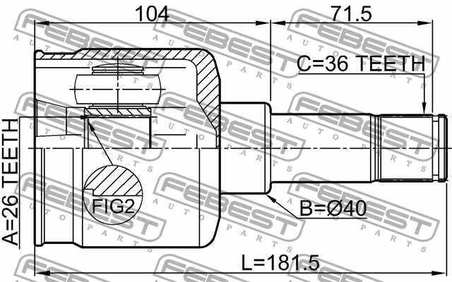 Шарнир приводного вала FEBEST 2111-FY36LH - изображение 3
