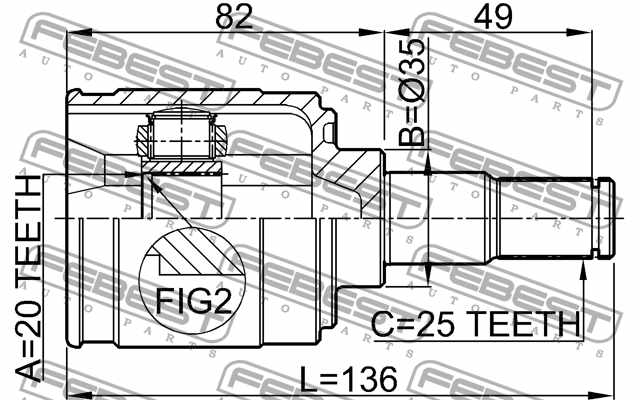Шарнир приводного вала FEBEST 2211-PICMT - изображение 3
