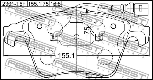Колодки передние VW TRANSPORTER/MULTIVAN T5 2003-2015 <b>FEBEST 2301-T5F</b> - изображение 1