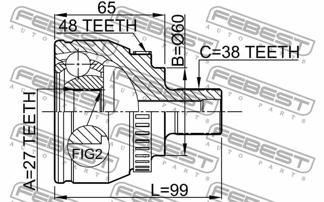 Шрус наружный 27x60x38 FEBEST 2310-SHARA48 - изображение 1