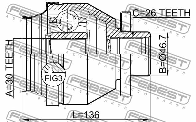 Шарнир приводного вала FEBEST 2311-T5MTLH - изображение 3