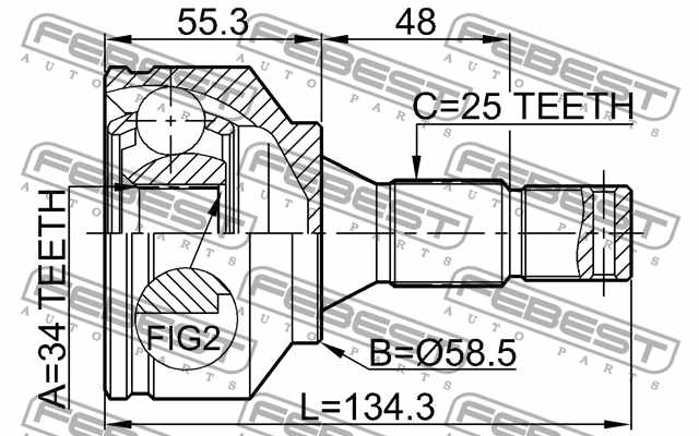 Шарнир приводного вала FEBEST 2510-30720 - изображение 3