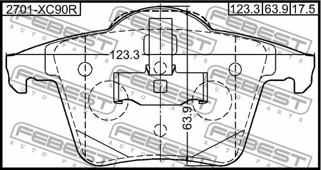 Колодки тормозные дисковые задний <b>FEBEST 2701-XC90R</b> - изображение 3