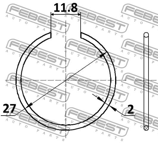 Кольцо стопорное 27X2 подходит для MITSUBISHI LANCER,LANCER CEDIA CS,CT# 2000.03-2009.08 [JPN] <b>FEBEST CC-1-27X2</b> - изображение 1