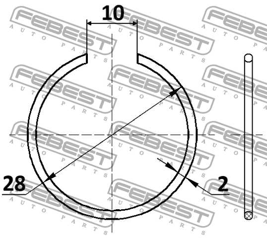 Кольцо стопорное 28X2 подходит для HONDA CR-V RD1 1996-2001 [GN] <b>FEBEST CC-1-28X2</b> - изображение 2