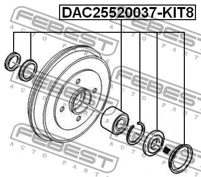 Подшипник ступицы задний CITROEN C3 2002-2009 <b>FEBEST DAC25520037-KIT8</b> - изображение 1