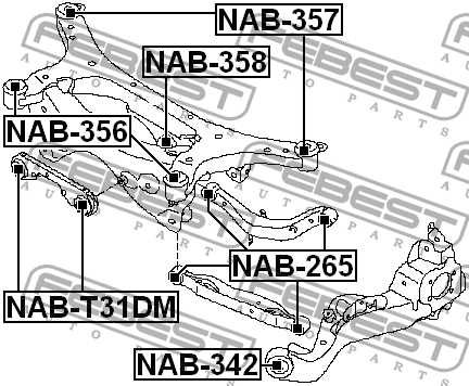 Сайлентблок задн балки передний NISSAN JUKE F15 2010- <b>FEBEST NAB-356</b> - изображение 1