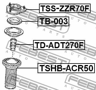 Опора переднего амортизатора подходит для TOYOTA NOAH/VOXY ZRR7# 2007.06-2014.01 [JP] <b>FEBEST TSS-ZZR70F</b> - изображение 1