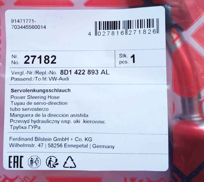 Гидравлический шланг рулевого управления FEBI BILSTEIN 27182 - изображение 4