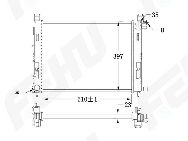 Электровентилятор охлаждения с кожухом Renault Logan (04-) FFC1068 <b>FEHU FRC1480m</b> - изображение 1