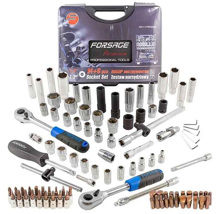 Набор инструментов 1/4", 1/2" FORSAGE 4941-5 (4-32 мм, 6 гран., 94 предм.) - изображение 9