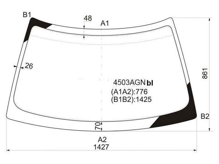Стекло лобовое ВАЗ 2110, 2170 Приора голубая полоса-светофильтр FUYAO 4503AGNBL - изображение
