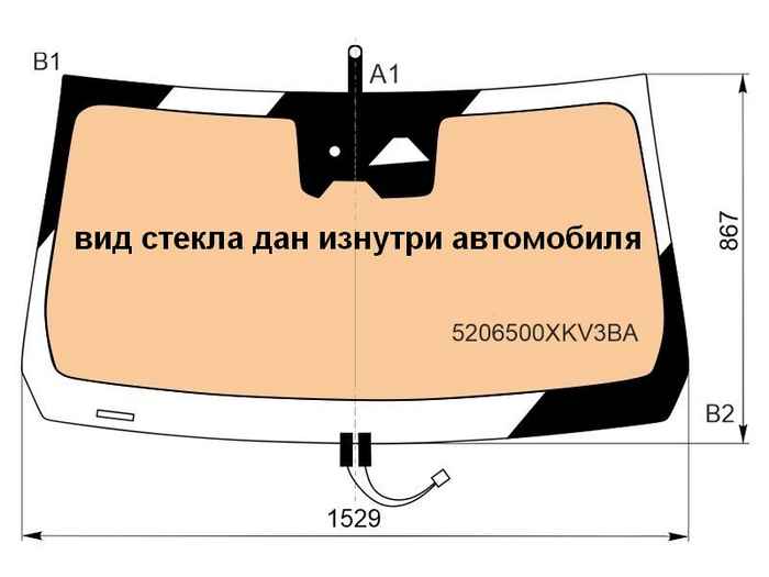 Стекло лобовое (Обогрев полный / Две камеры / Датчик дождя / Проекция) TANK 500 21- <b>FUYAO 5206500XKV3BA</b> - изображение