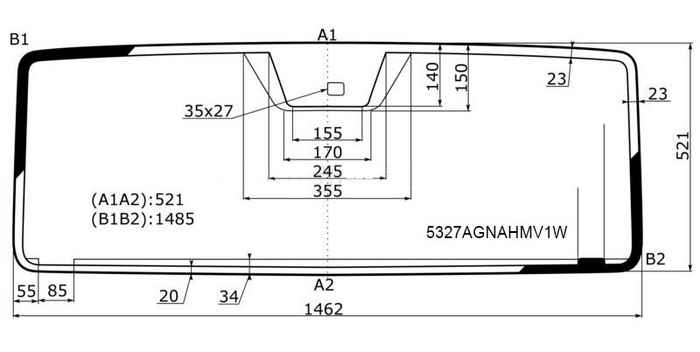 Стекло лобовое (Обогрев полный / Антенна / Датчик дождя) Mercedes-Benz G-Class 12-18 <b>FUYAO 5327AGNAHMV1W</b> - изображение