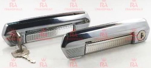 Ручки двери наружные ВАЗ 21213, 2106 передние (2шт + личинки) гальванизированные <b>ГРАНД РИ АЛ 50719</b> - изображение Ручки двери наружные ВАЗ 21213, 2106 передние (2шт + личинки) гальванизированные <b>ГРАНД РИ АЛ 50719</b> - изображение