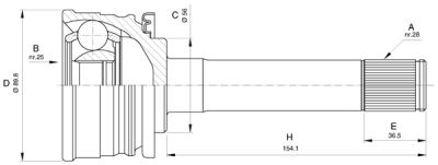 Шрус MITSUBISHI Montero 90-00 <b>H.D.K. MI-13</b> - изображение Шрус MITSUBISHI Montero 90-00 <b>H.D.K. MI-13</b> - изображение