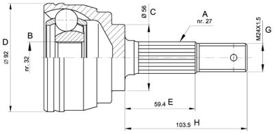 -_=GNS3050K=607-172=NI023-OKG [3910071J00] !шрус наружн. Niss <b>H.D.K. NI-26</b> - изображение