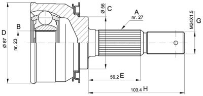 -_[391002J205] !шрус наружн. Nissan Primera P11 2.0/4WD 95-01 <b>H.D.K. NI-29</b> - изображение