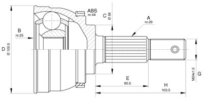 Шрус NISSAN <b>H.D.K. NI-69A44</b> - изображение
