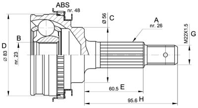 Шрус TOYOTA <b>H.D.K. TO-10A48</b> - изображение